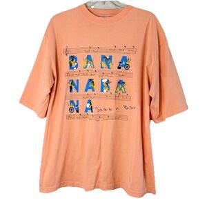 Y2K Banana Beach Club Mens XXL Graphic T-Shirt peach Ile Maurice Jazz Bar